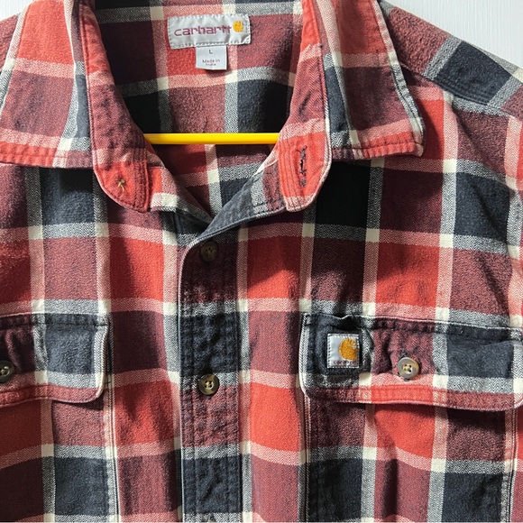 Carhartt Hubbard Plaid Flannel Button Up Long Sleeves Size L - Picture 4 of 7